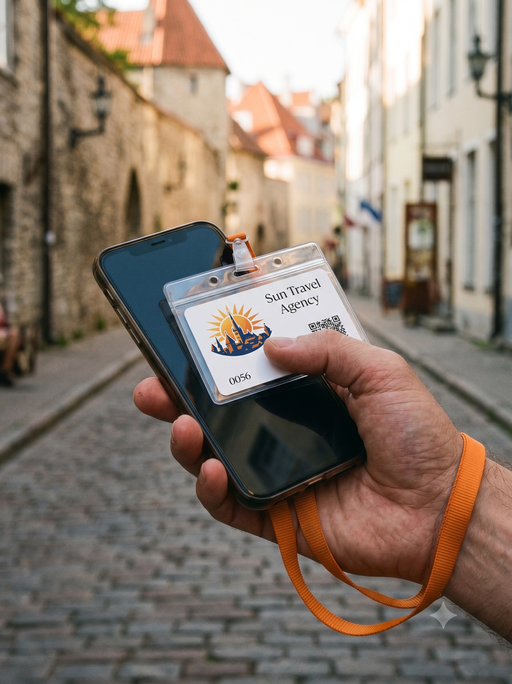 Tourist tapping a TourPass NFC/QR card against their phone